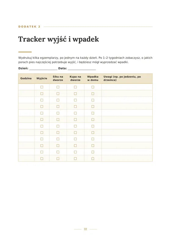 Tracker wyjść i wpadek do druku