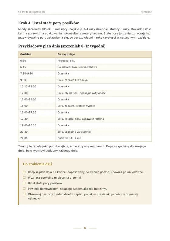 Przykładowy plan dnia szczeniaka