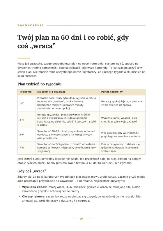Plan na 60 dni tydzień po tygodniu